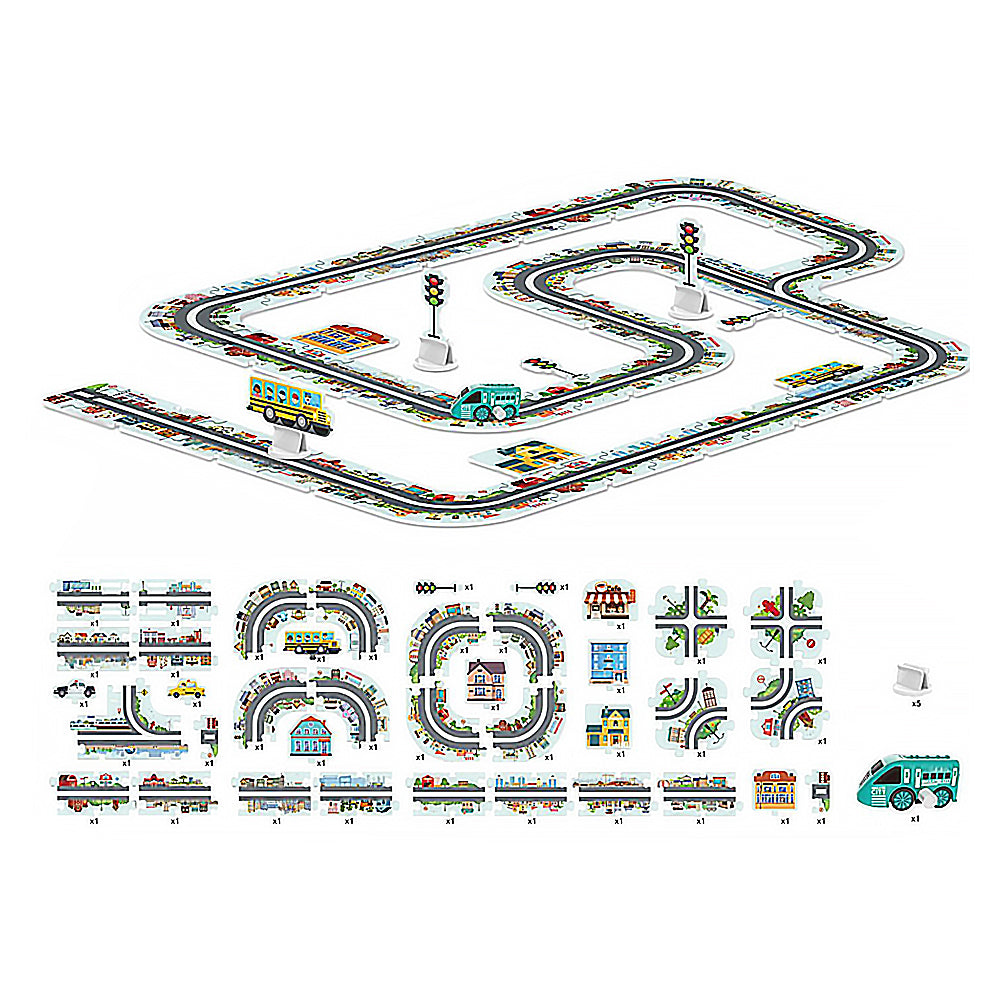 44-Piece DIY Assembling RailCar Set Puzzle Track Car Play Set RailCar Building Toys Educational Toys
