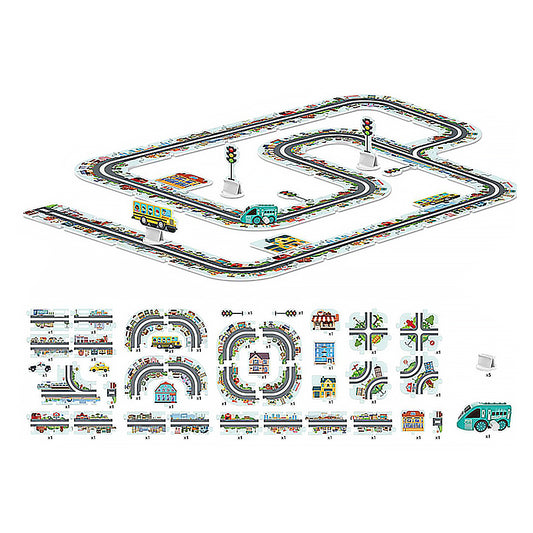 44-Piece DIY Assembling RailCar Set Puzzle Track Car Play Set RailCar Building Toys Educational Toys