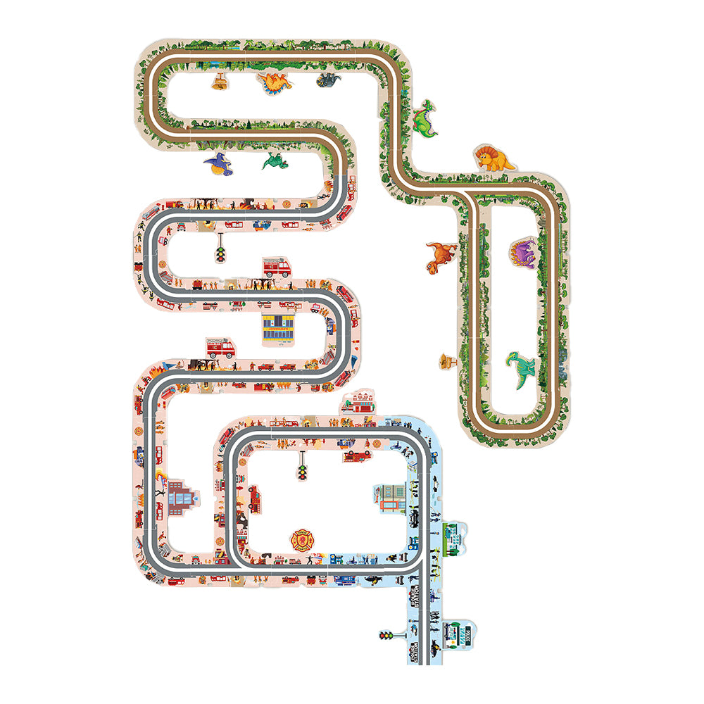 44-Piece DIY Assembling RailCar Set Puzzle Track Car Play Set RailCar Building Toys Educational Toys