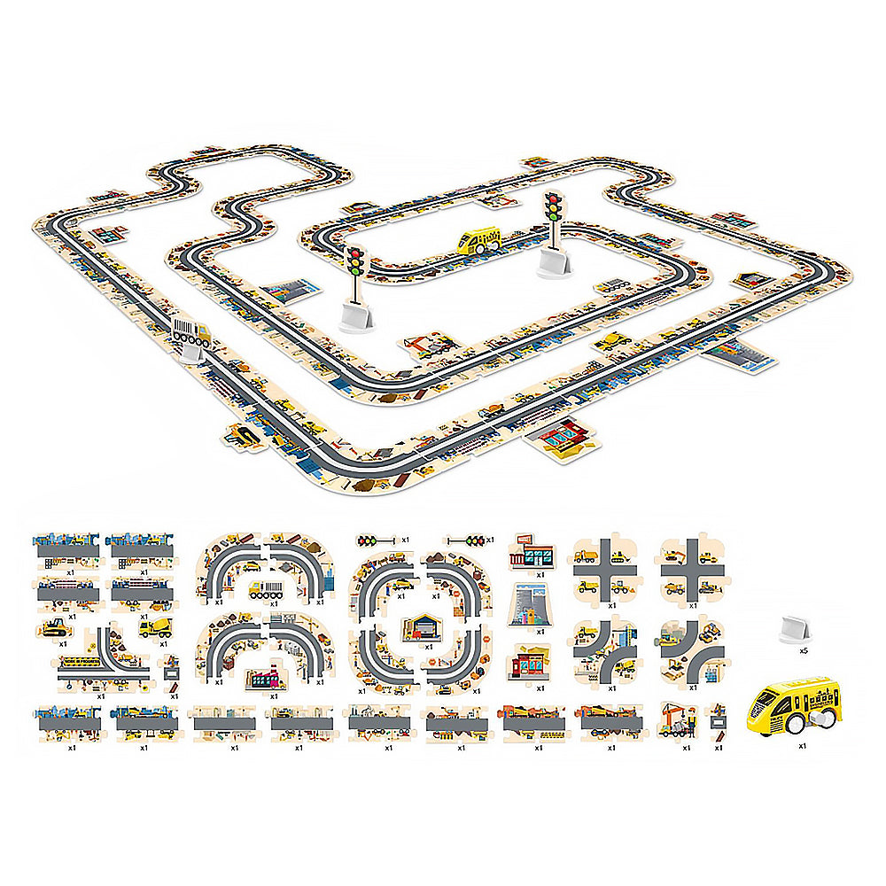 44-Piece DIY Assembling RailCar Set Puzzle Track Car Play Set RailCar Building Toys Educational Toys