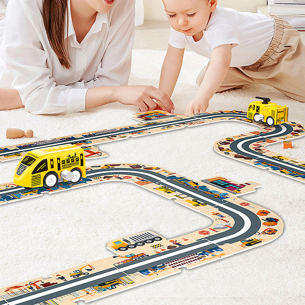 44-Piece DIY Assembling RailCar Set Puzzle Track Car Play Set RailCar Building Toys Educational Toys