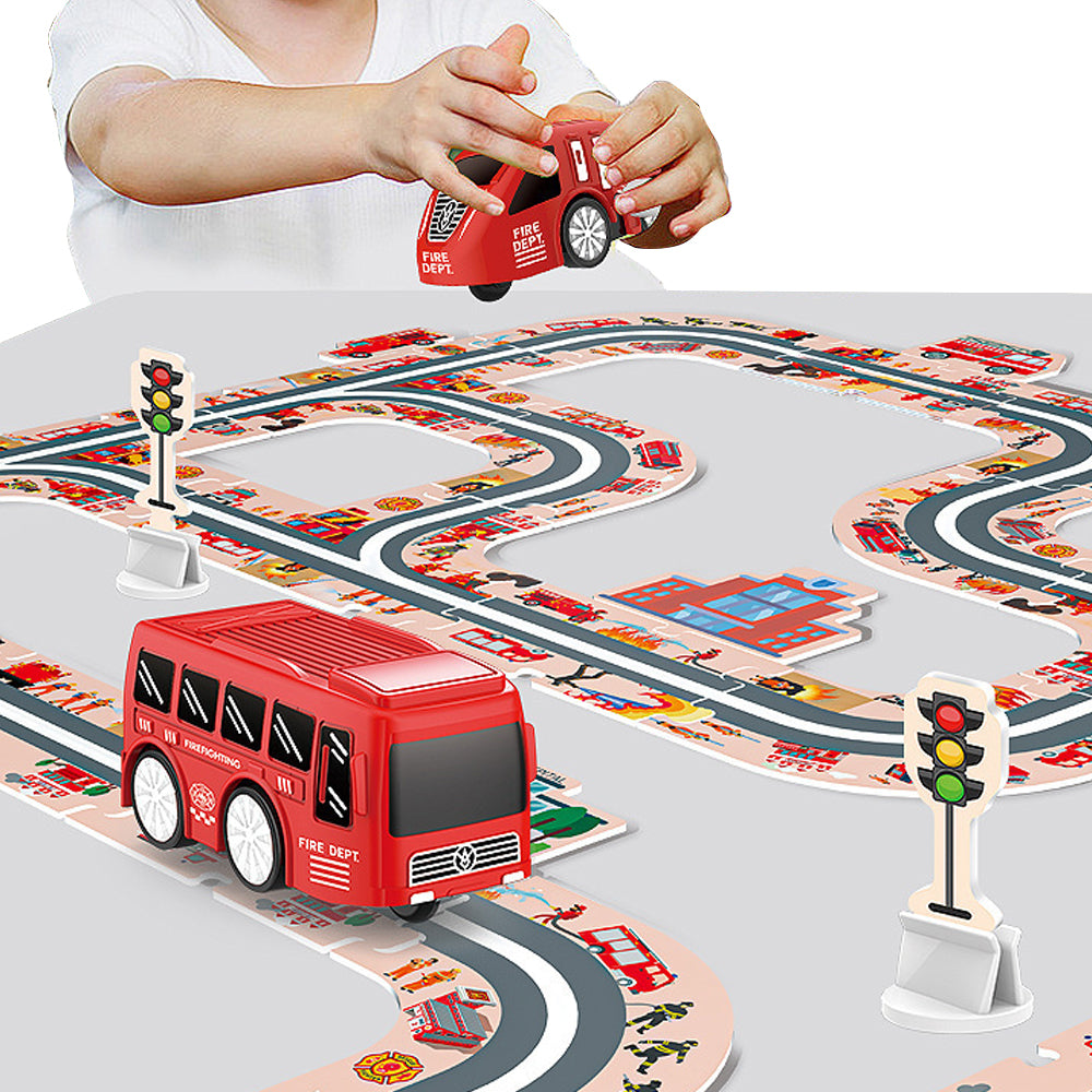 44-Piece DIY Assembling RailCar Set Puzzle Track Car Play Set RailCar Building Toys Educational Toys