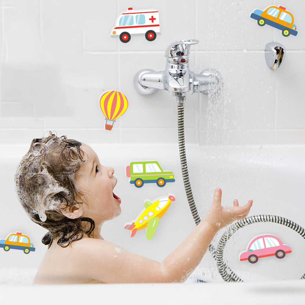 Set of DIY Cartoon Cars Wall Stickers Kids Bath Toys