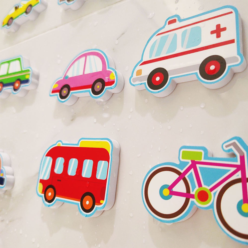 Set of DIY Cartoon Cars Wall Stickers Kids Bath Toys