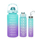 3-Piece Motivational Water Bottles Set with Time Markings