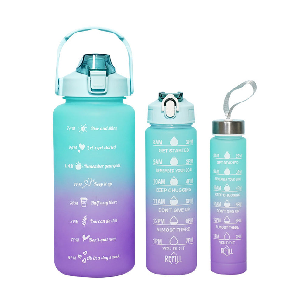 3-Piece Motivational Water Bottles Set with Time Markings