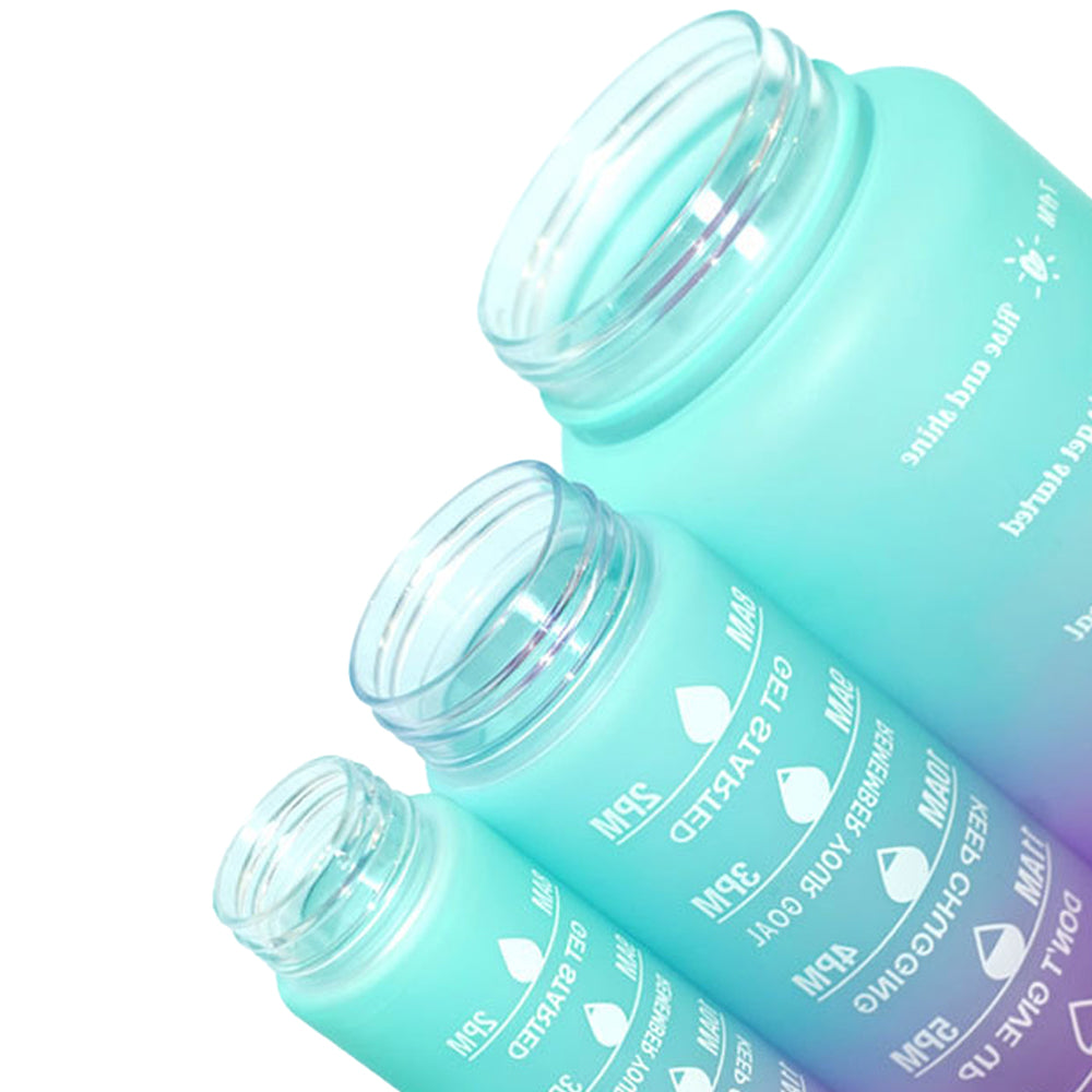 3-Piece Motivational Water Bottles Set with Time Markings
