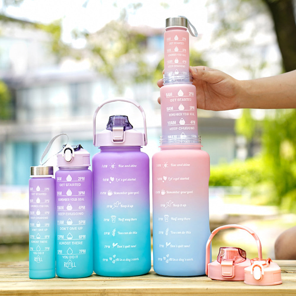 3-Piece Motivational Water Bottles Set with Time Markings