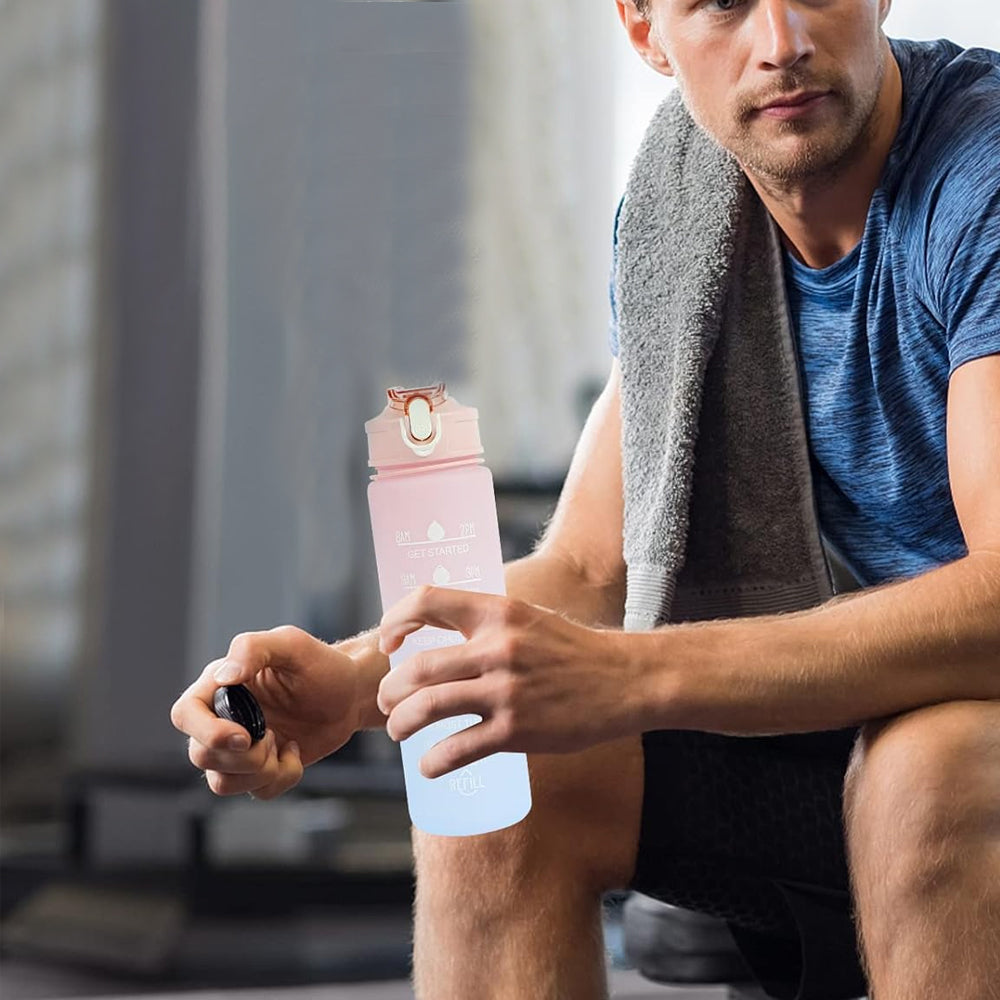 3-Piece Motivational Water Bottles Set with Time Markings