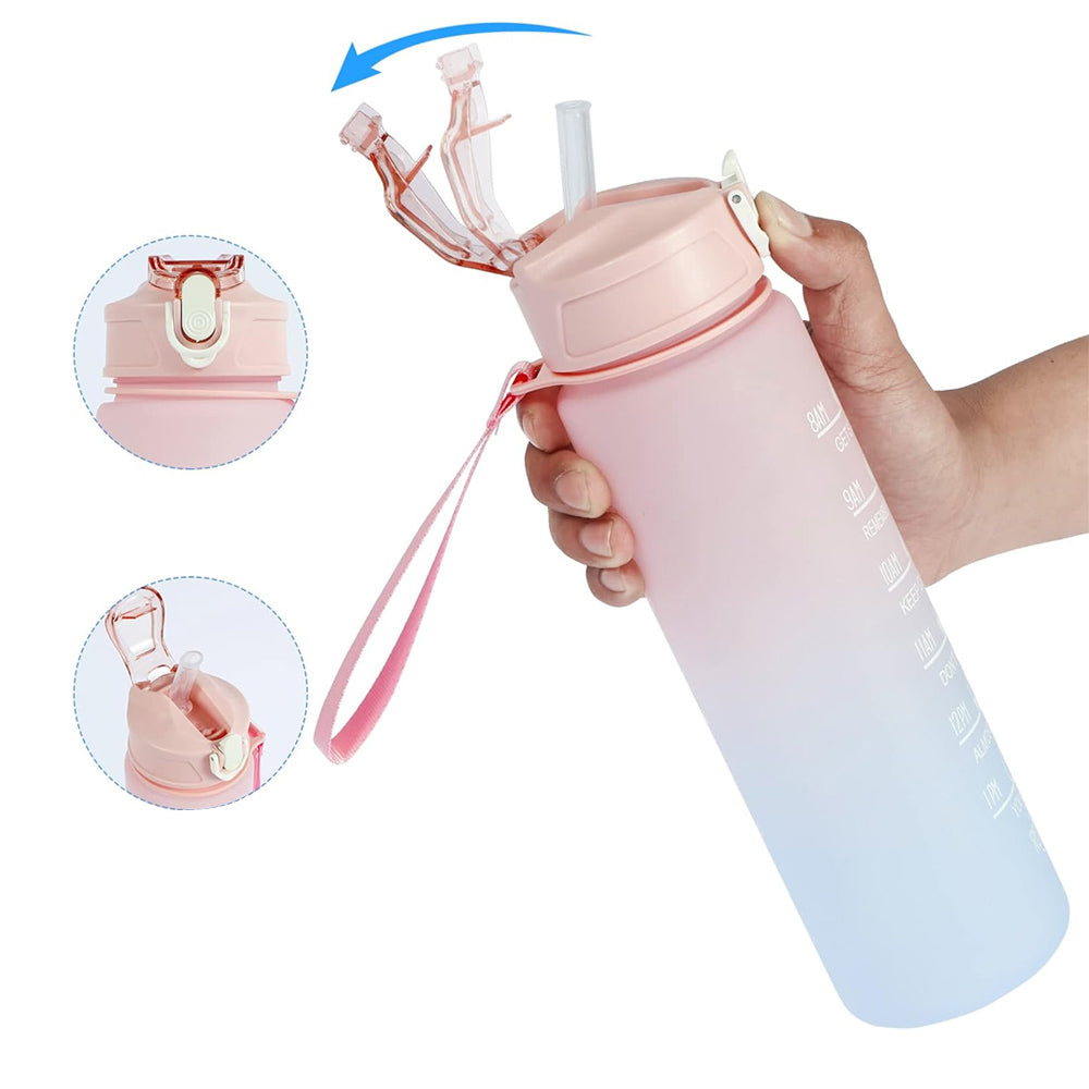 3-Piece Motivational Water Bottles Set with Time Markings