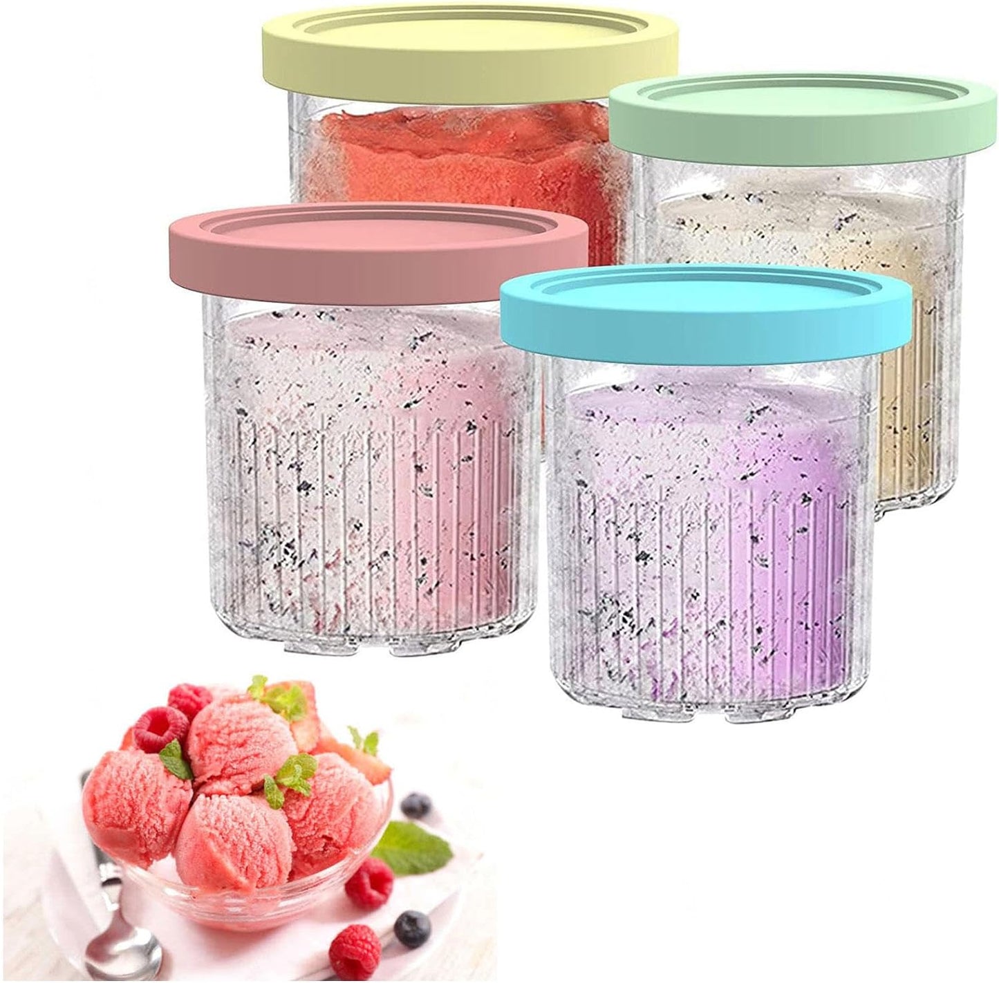Ice Cream Pints Containers And Lids, Compatible With Ninja NC500, NC501 Series