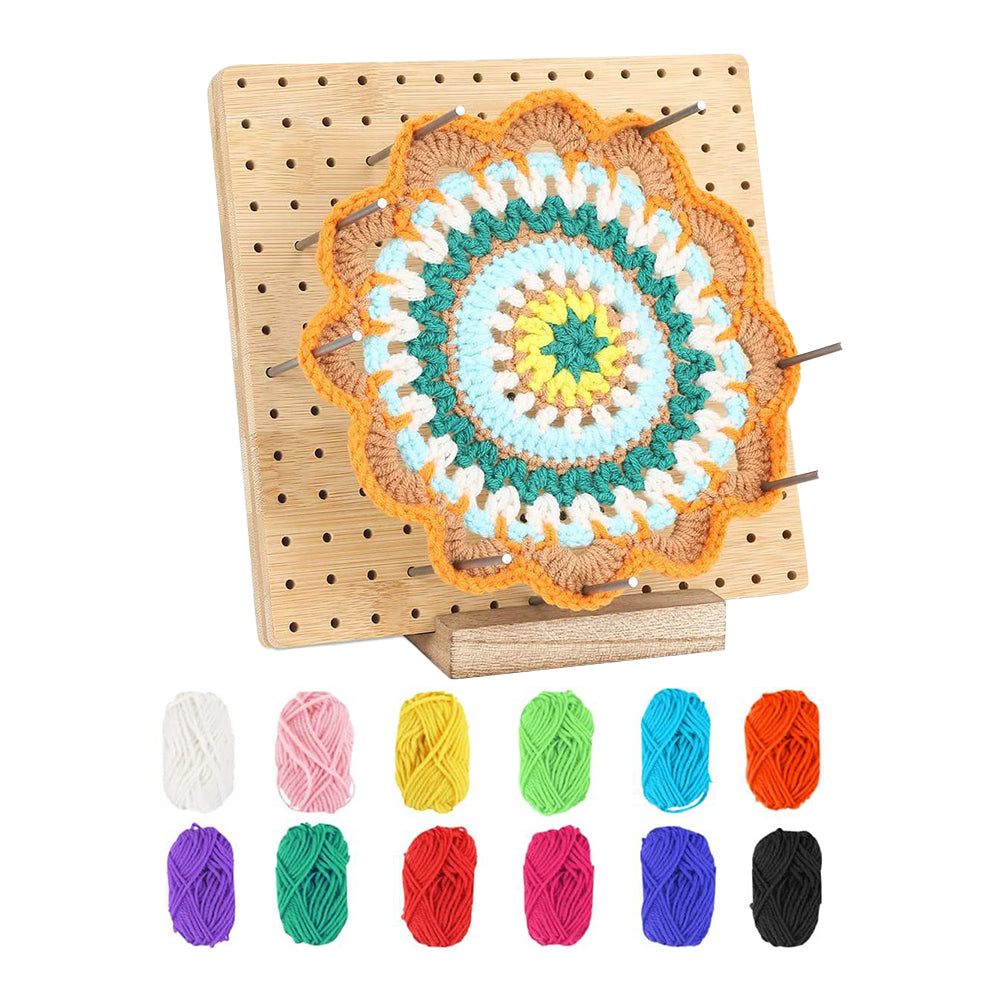 Crochet Blocking Board with 8 Rod Pins for Knitting and Crocheting