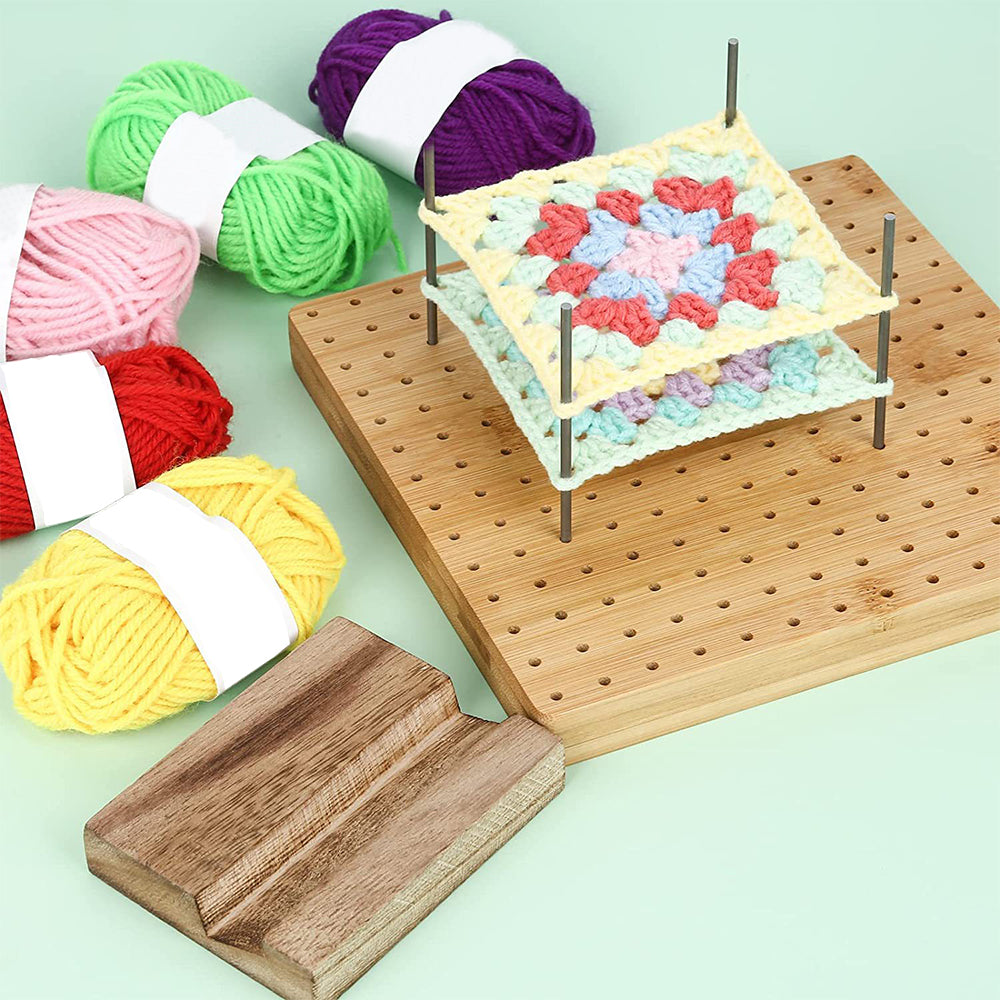 Crochet Blocking Board with 8 Rod Pins for Knitting and Crocheting
