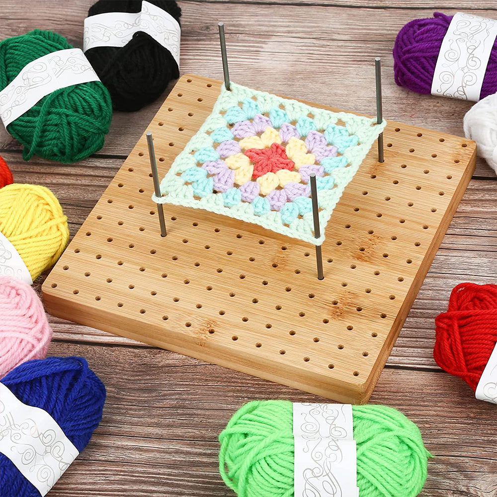 Crochet Blocking Board with 8 Rod Pins for Knitting and Crocheting