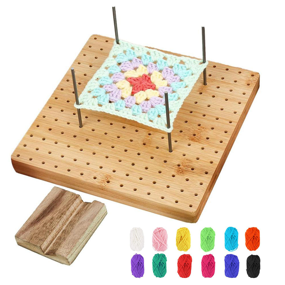 Crochet Blocking Board with 8 Rod Pins for Knitting and Crocheting