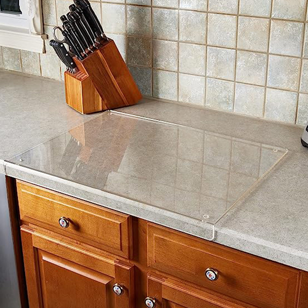 Clear Acrylic Anti-Slip Cutting Board with Edge for Kitchen Counter