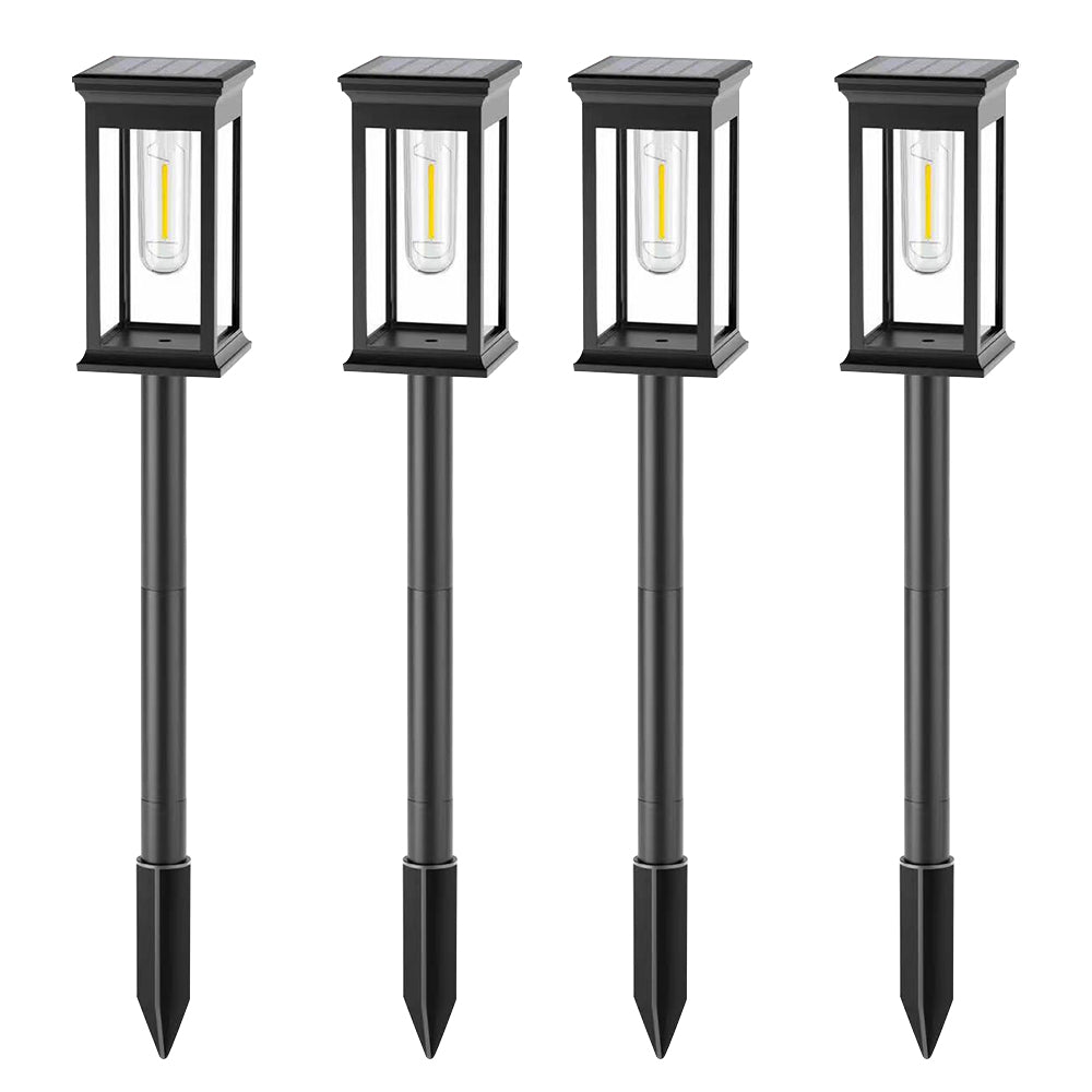 4Pcs Rectangular Solar Pathway Outdoor Light