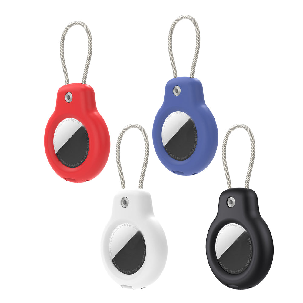 4Pcs Durable Protective Case Shockproof Holder Case Accessories for Airtag-Black, White, Red, Blue