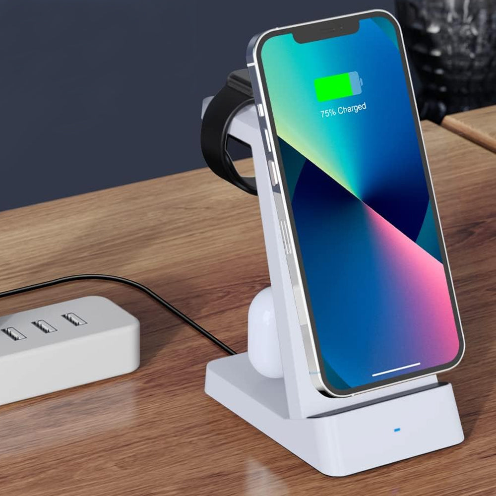 3 in 1 15W  USB Wireless Qi Fast Charging Station for Phone/Apple Watch/AirPods