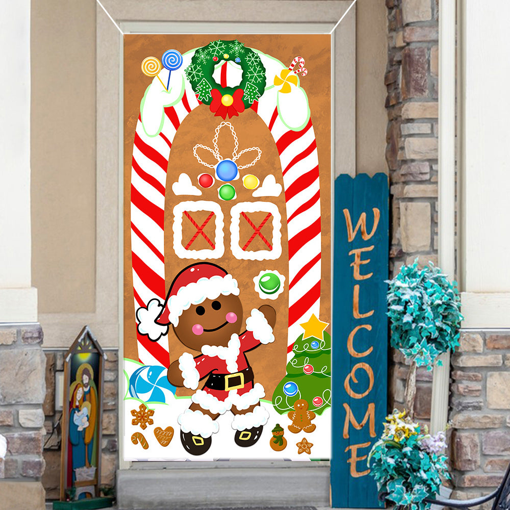 Christmas Santa Door Covers Xmas Wall Decor-Gingerbread Man