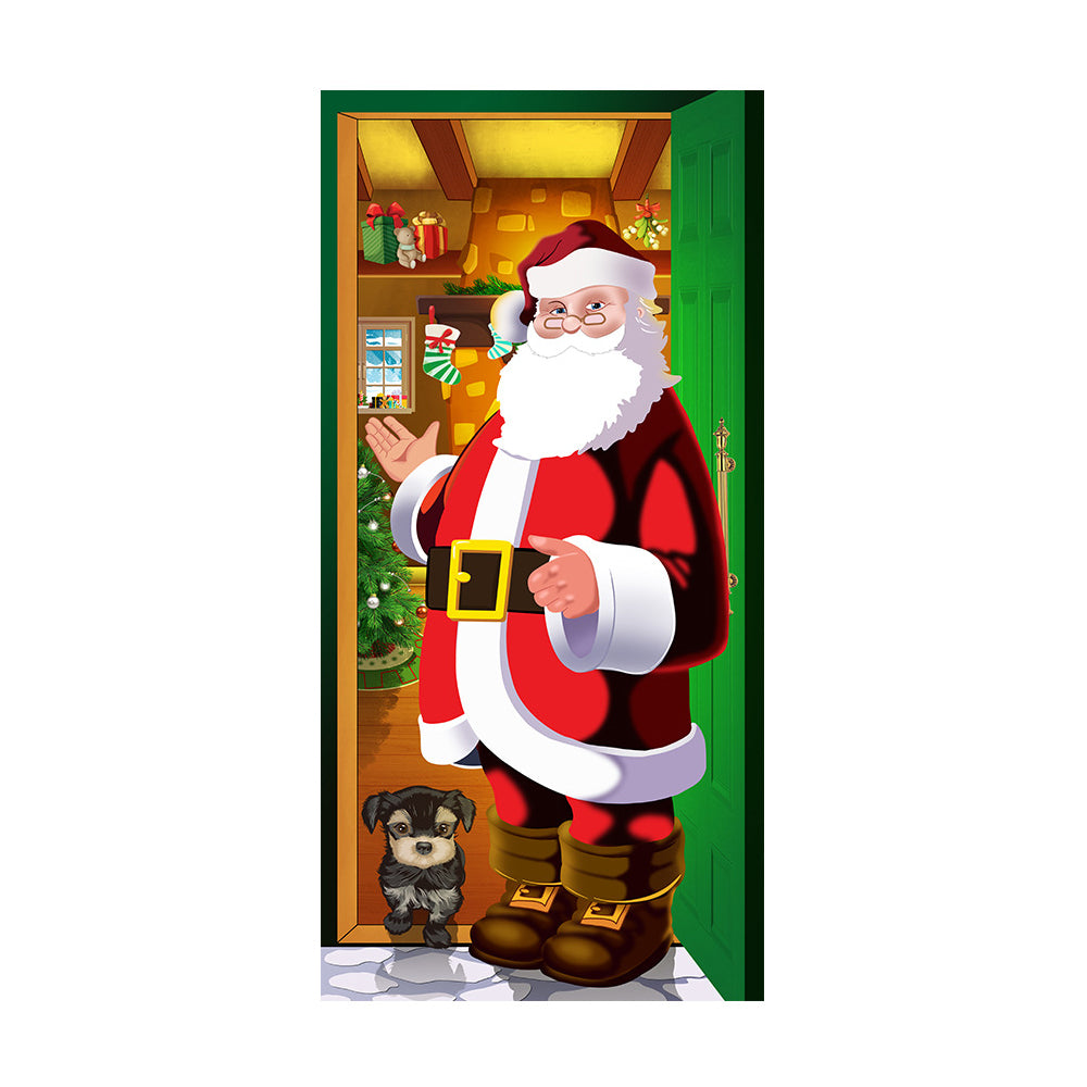 Christmas Santa Door Covers Xmas Wall Decor-Santa Claus