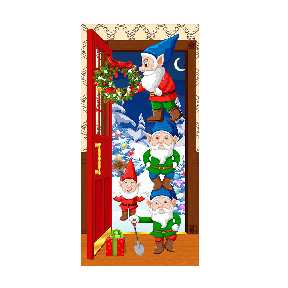 Christmas Santa Door Covers Xmas Wall Decor-Dwarfs