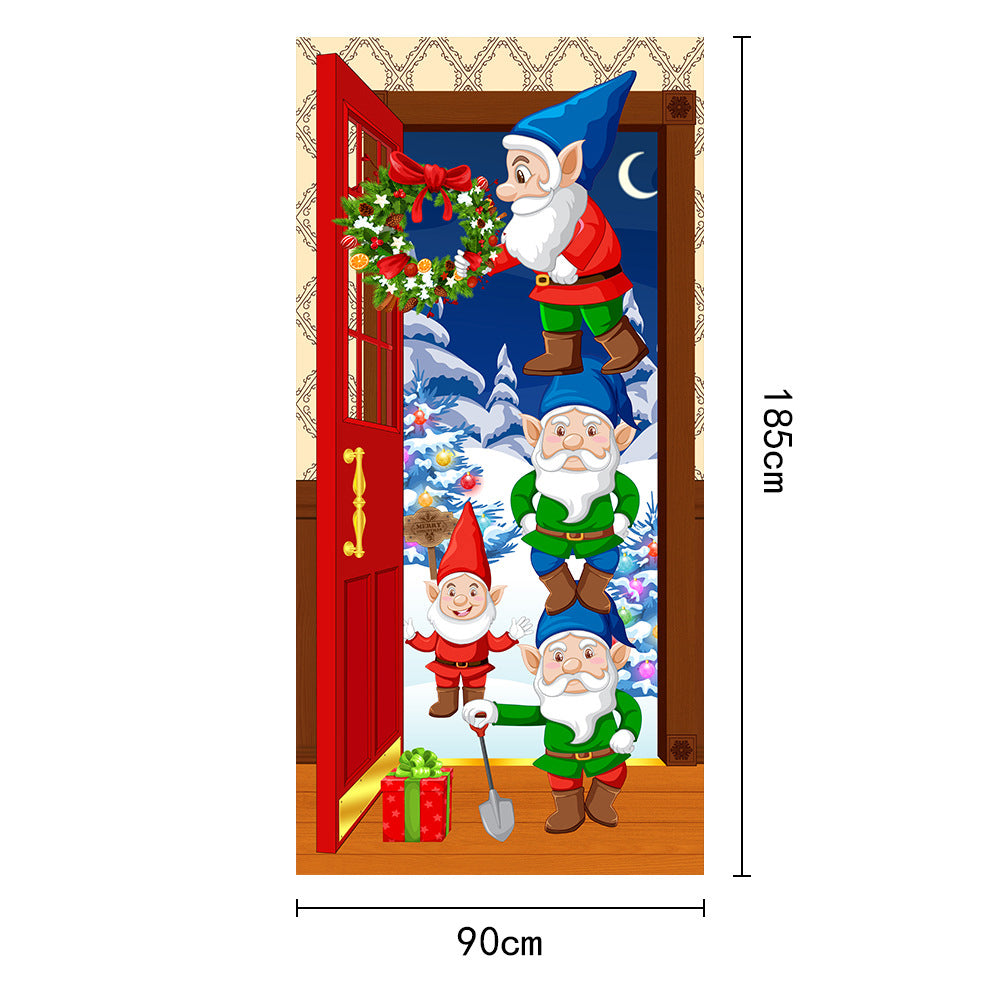 Christmas Santa Door Covers Xmas Wall Decor-Dwarfs