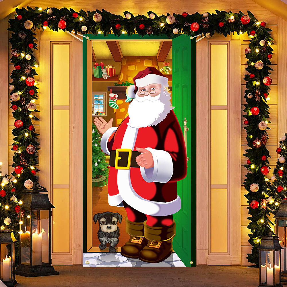 Christmas Santa Door Covers Xmas Wall Decor-Santa Claus