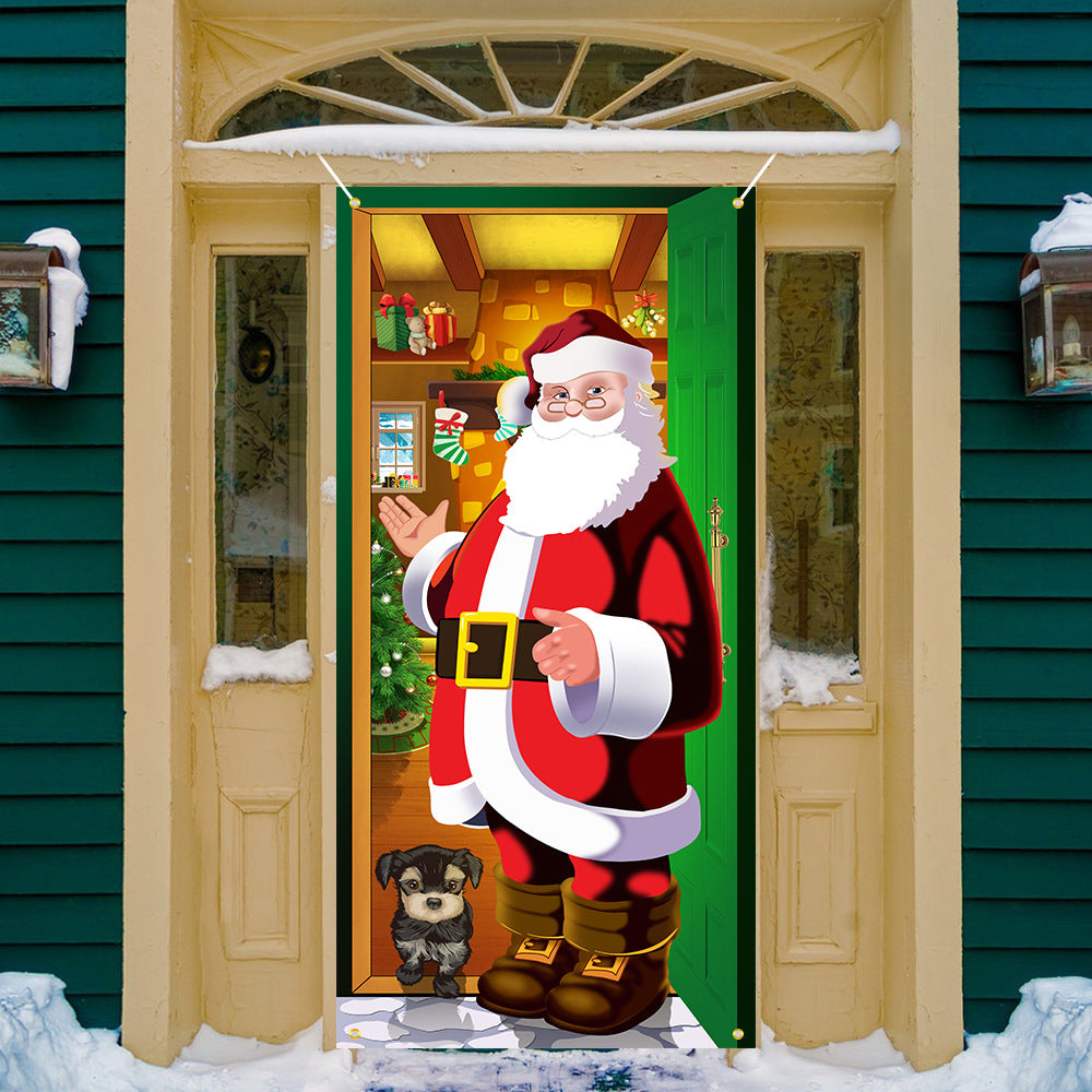 Christmas Santa Door Covers Xmas Wall Decor-Santa Claus