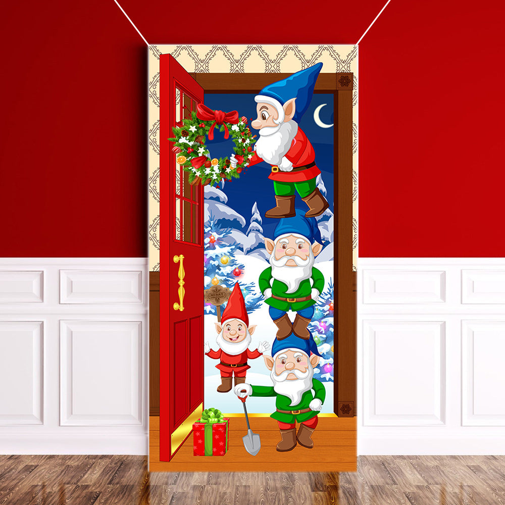 Christmas Santa Door Covers Xmas Wall Decor-Dwarfs