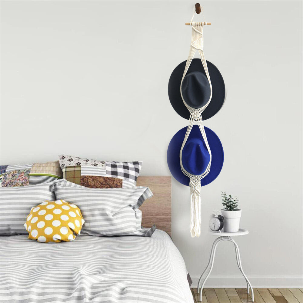 Bohemian Women Macrame  Hat Rack Organizer-2 Layers