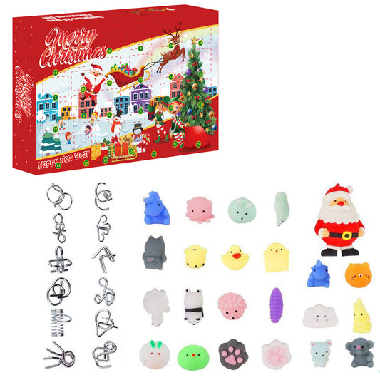Christmas Brain Teaser Puzzles Countdown Calendar Gift Box for Kids-Animals