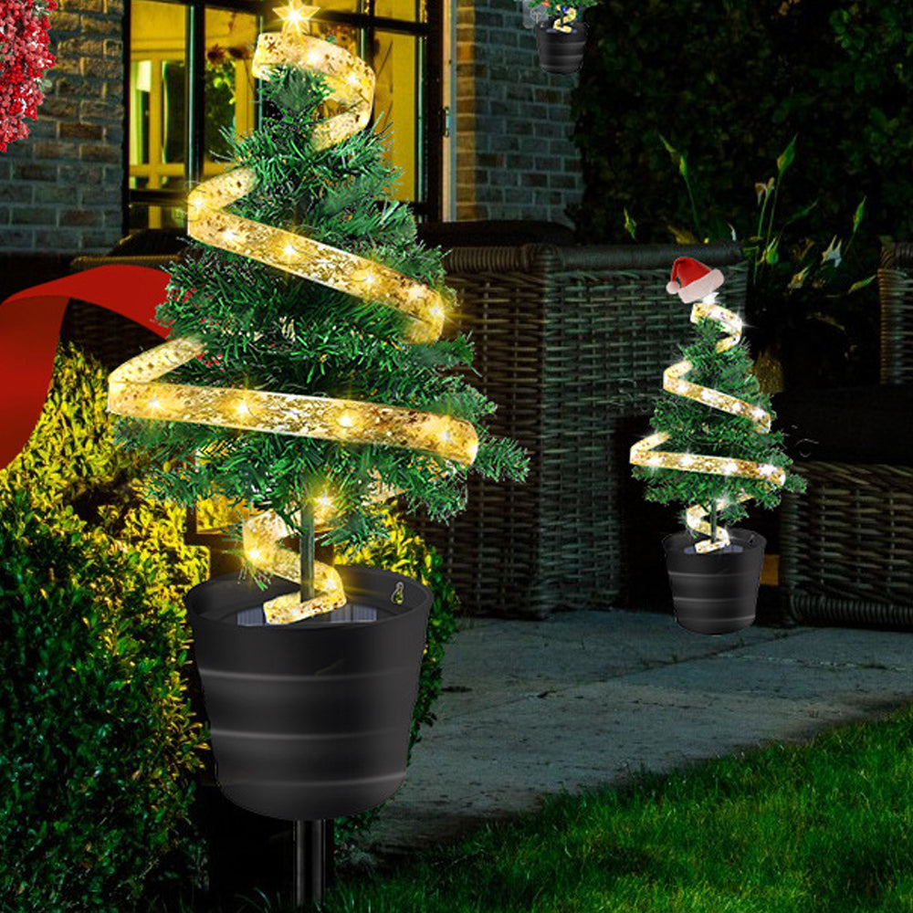 Solar Christmas Tree Light Garden Stakes Lights Tabletop Christmas Decor