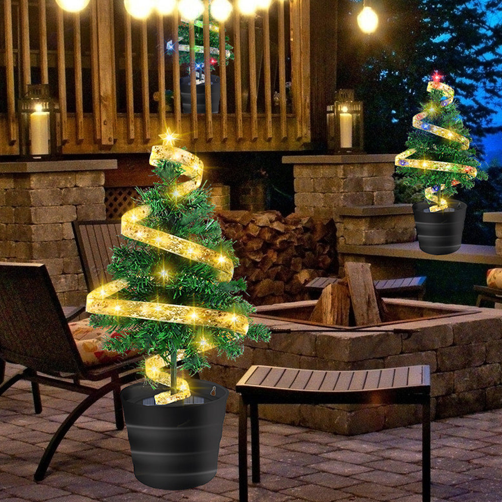 Solar Christmas Tree Light Garden Stakes Lights Tabletop Christmas Decor