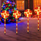 4pcs Christmas Solar Lollipops Cane Light For Outdoor Lawn