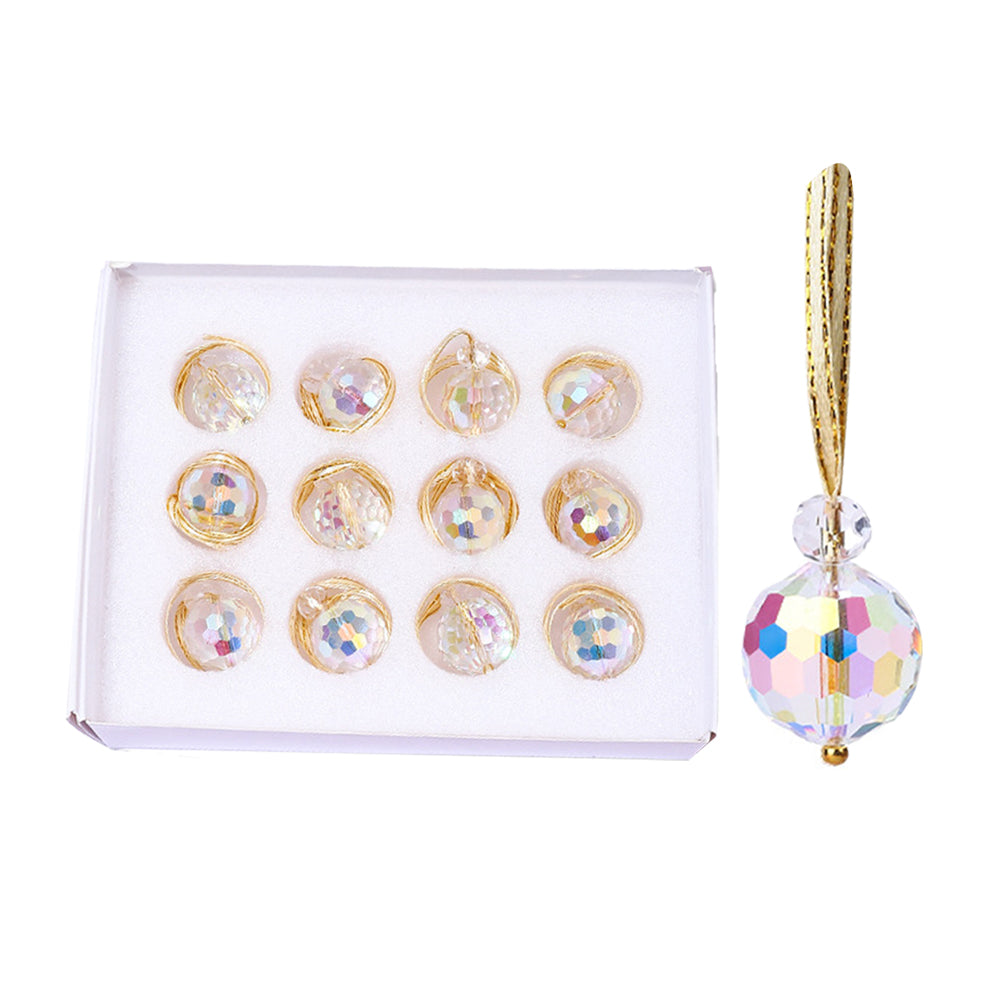 12pcs Mini Colorful Glass Sun Catcher For Christmas Tree Decorations-Multicolour