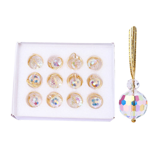 12pcs Mini Colorful Glass Sun Catcher For Christmas Tree Decorations-Multicolour