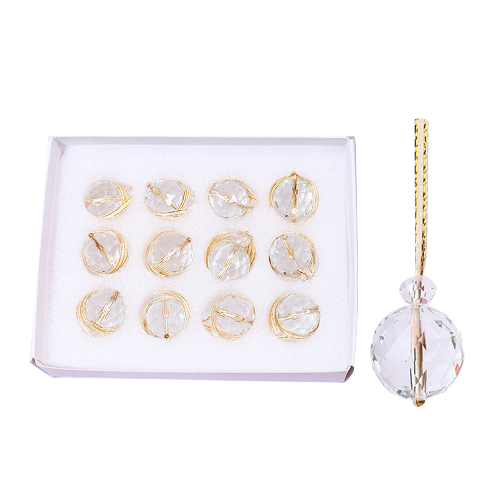 12pcs Mini Colorful Glass Sun Catcher For Christmas Tree Decorations-Clear