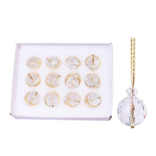 12pcs Mini Colorful Glass Sun Catcher For Christmas Tree Decorations-Clear