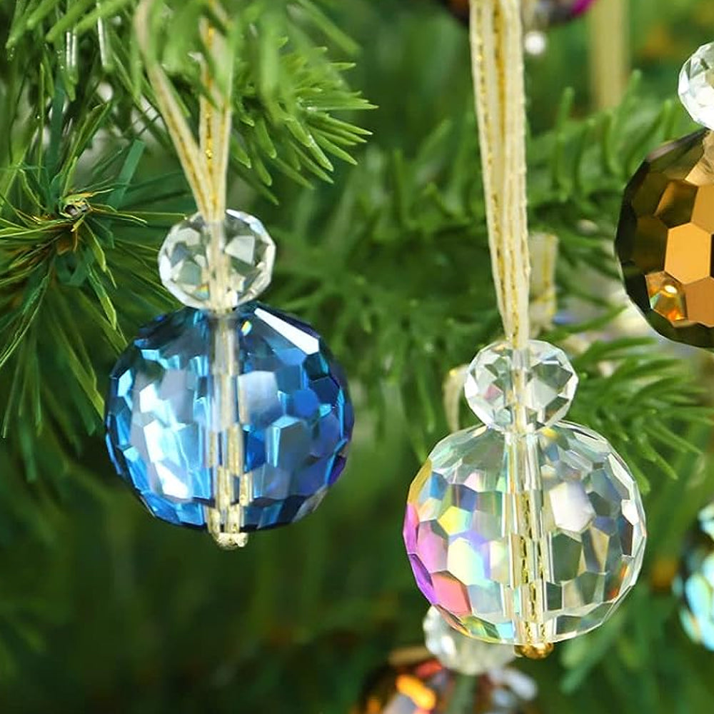 12pcs Mini Colorful Glass Sun Catcher For Christmas Tree Decorations-Blue and Purple