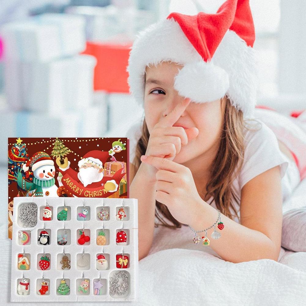 22pcs DIY Necklaces Bracelets Christmas Advent Calendar Ornaments Set for Women Girls-Christmas