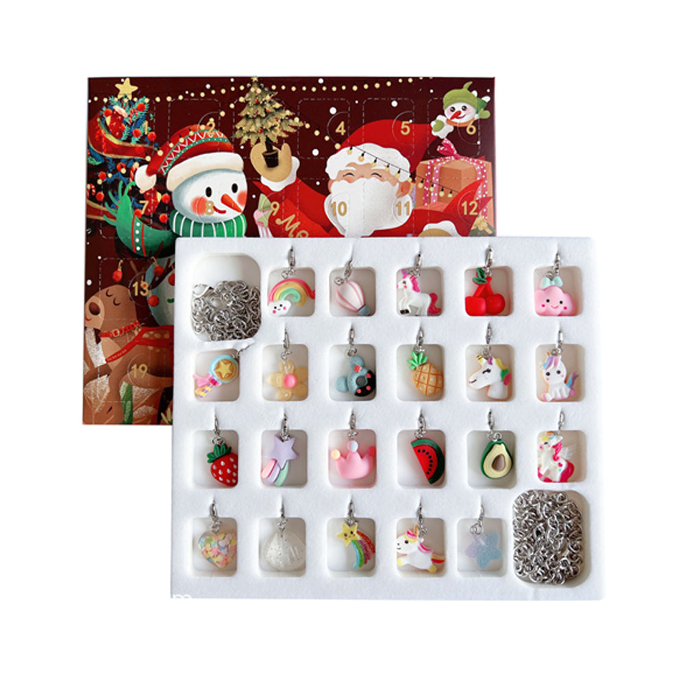 22pcs DIY Necklaces Bracelets Christmas Advent Calendar Ornaments Set for Women Girls-Unicorn