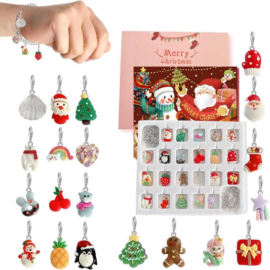 22pcs DIY Necklaces Bracelets Christmas Advent Calendar Ornaments Set for Women Girls-Christmas