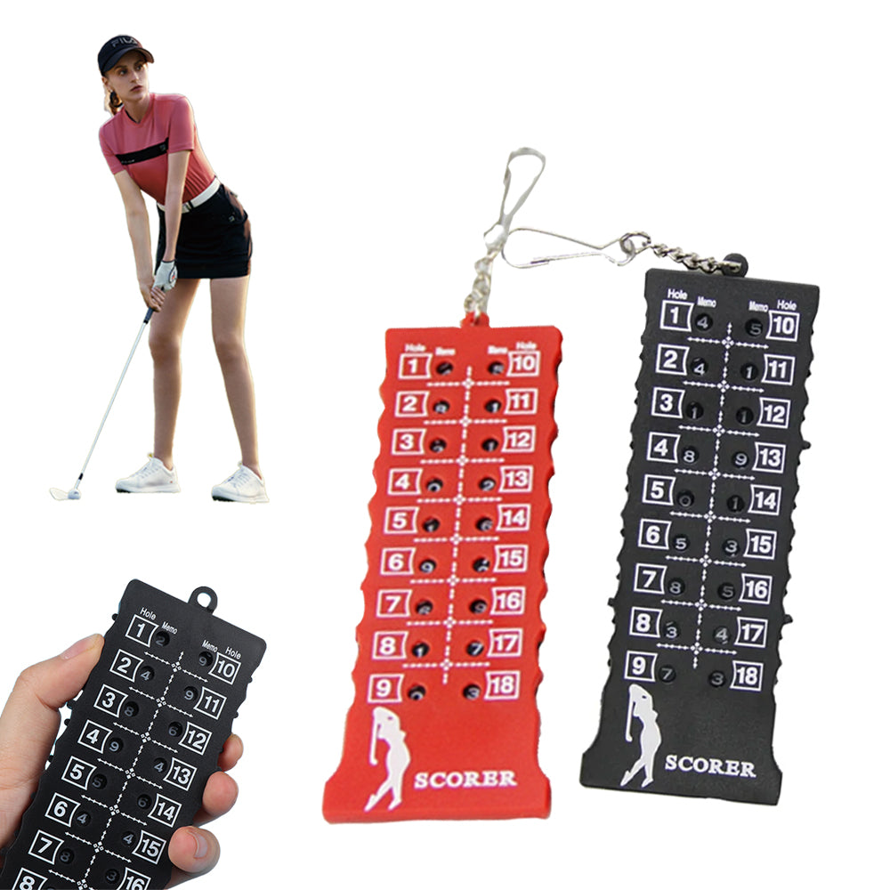 2pcs 18 Hole Golf Score Counter Stroke Counter-Black and Red