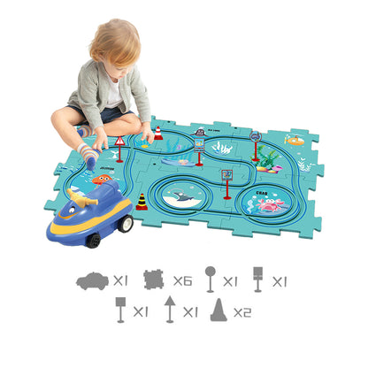 13-Piece DIY Assembling Electric Puzzle Track Car Play Toys