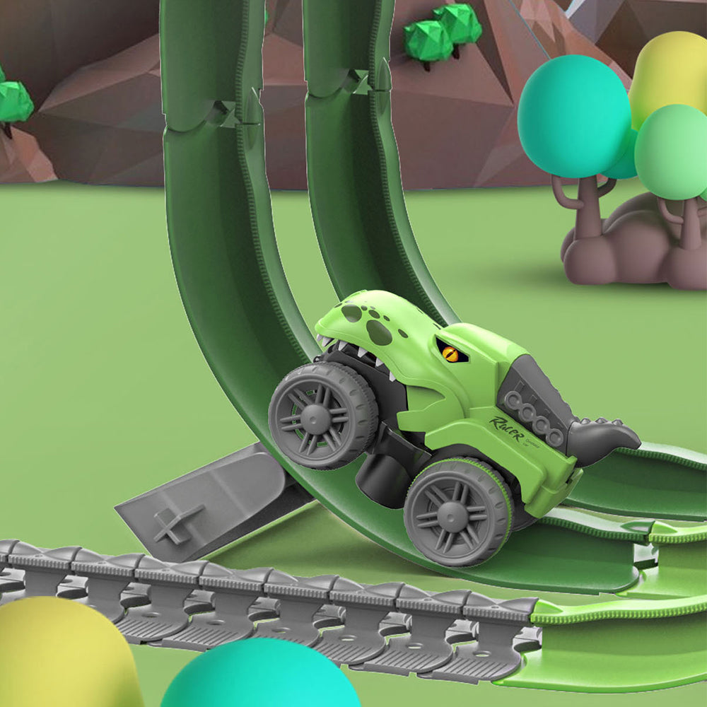 Changeable Track LED Light Up Dinosaur Race Car Flexible Race Track Electric Dinosaur Car Toy