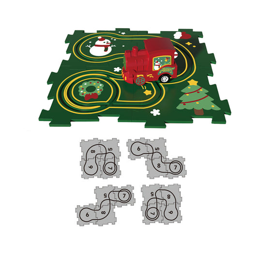 Christmas DIY Assembling RailCar Building Toys Set Puzzle Track Car Play Set Kid Gift