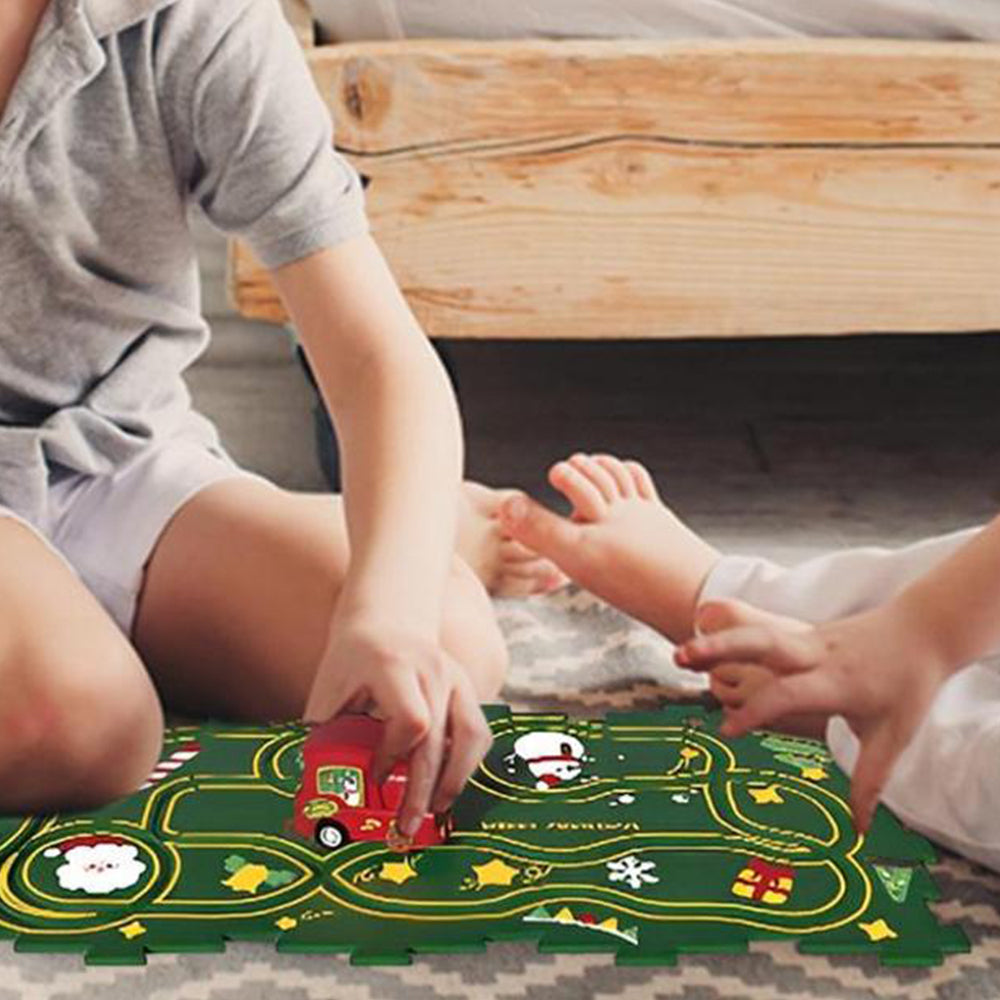 Christmas DIY Assembling RailCar Building Toys Set Puzzle Track Car Play Set Kid Gift