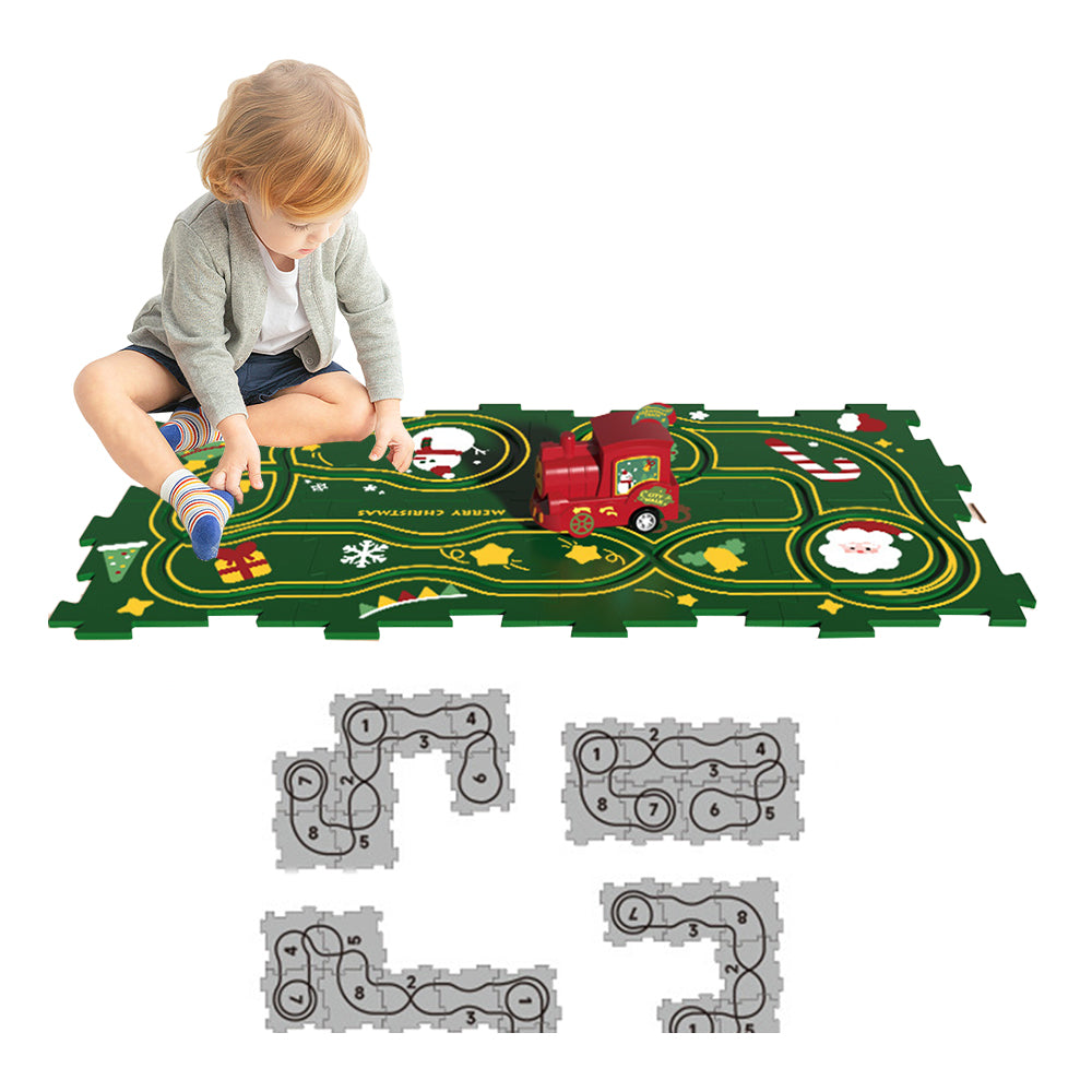 Christmas DIY Assembling RailCar Building Toys Set Puzzle Track Car Play Set Kid Gift