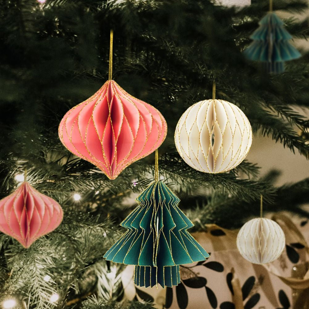 Christmas Tree Honeycomb Ball Hanging Pendant